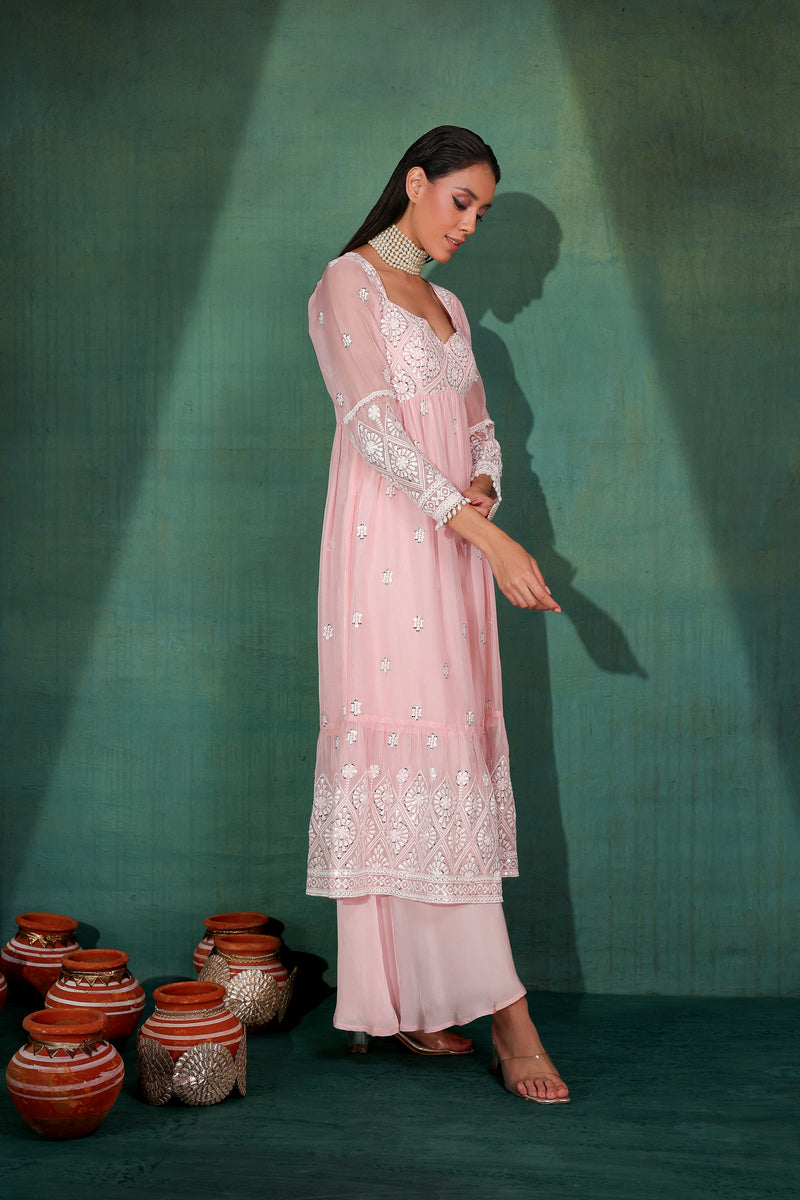 BABY PINK SEQUENCE EMBROIDERED SUIT SET