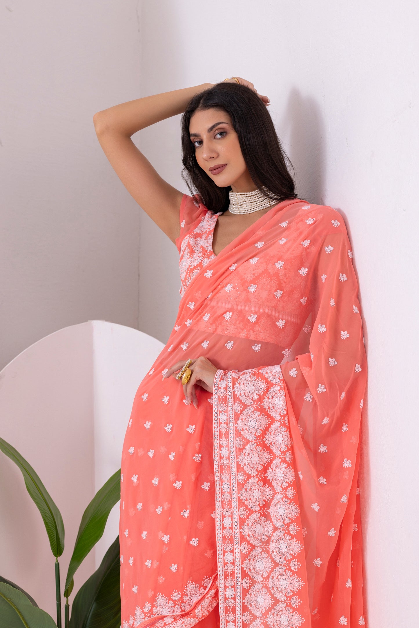 Peach Blush Pre Draped Saree