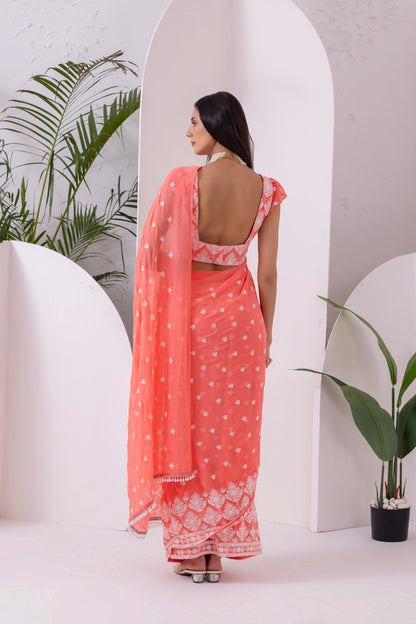 Peach Blush Pre Draped Saree