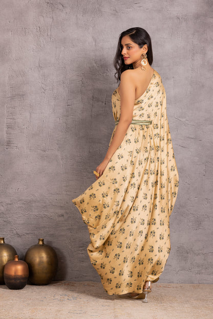 Sultani Floral Drape Fusion Dress