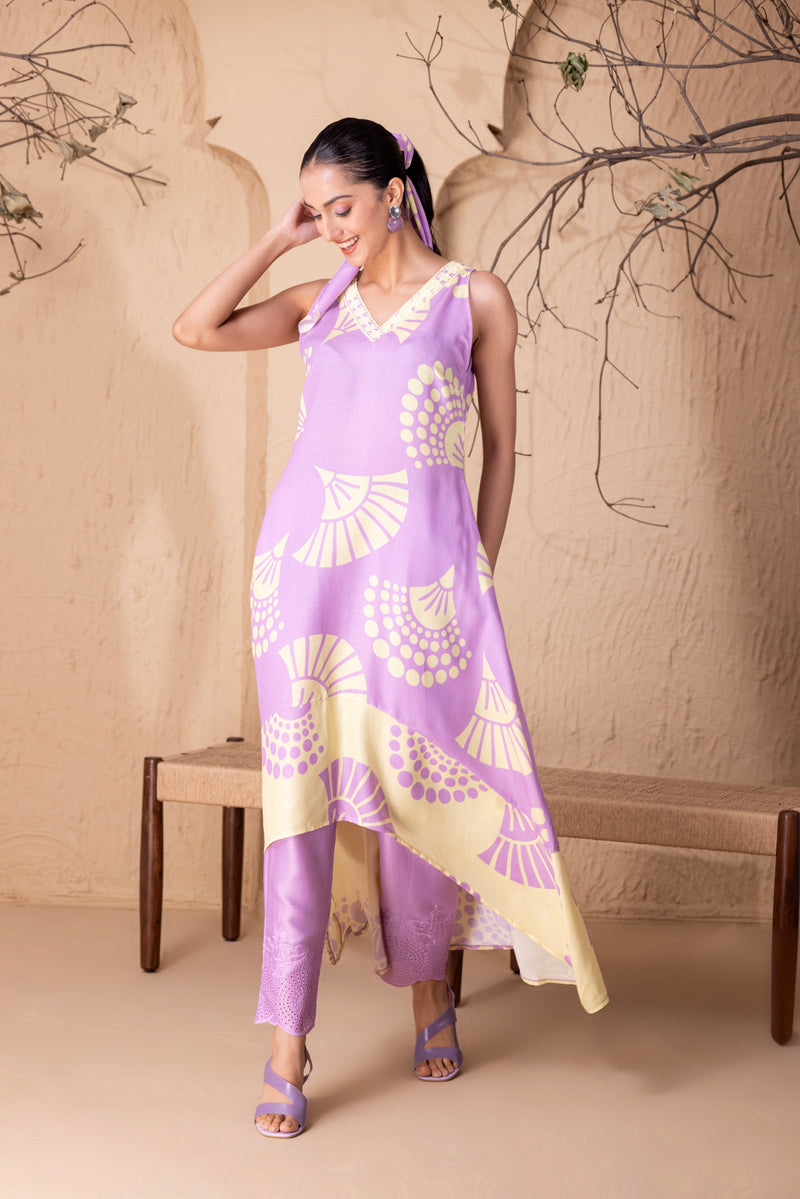 LILAC COLOR-BLOCK KURTA SET