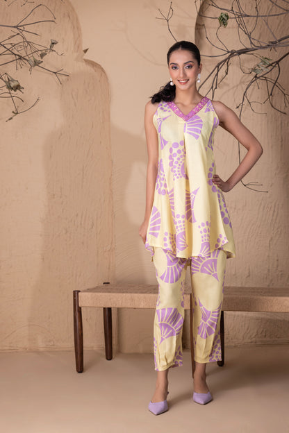 LEMON FLORAL PRINTED CO-ORD SET