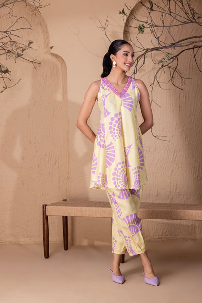 LEMON FLORAL PRINTED CO-ORD SET