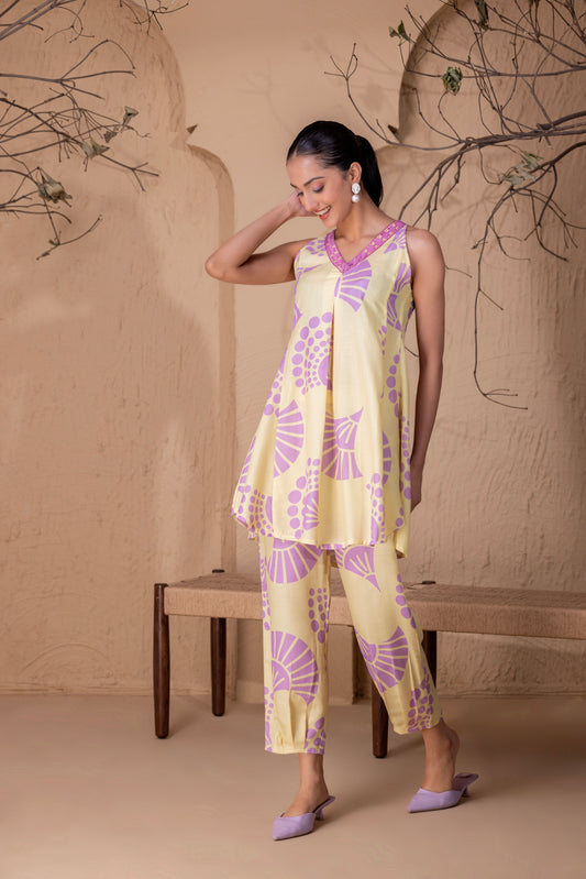 LEMON FLORAL PRINTED CO-ORD SET