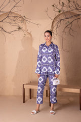 Indigo Geometrical Print Travel Co-ord Set