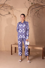 Indigo Geometrical Print Travel Co-ord Set