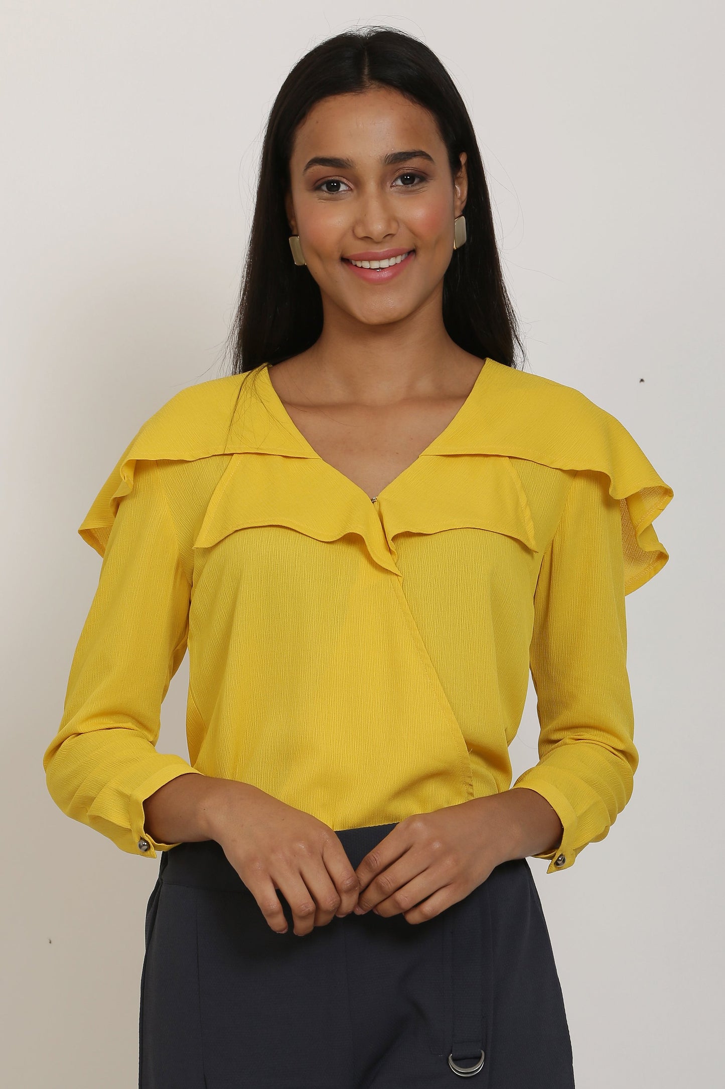 Yellow Cape Collar Top