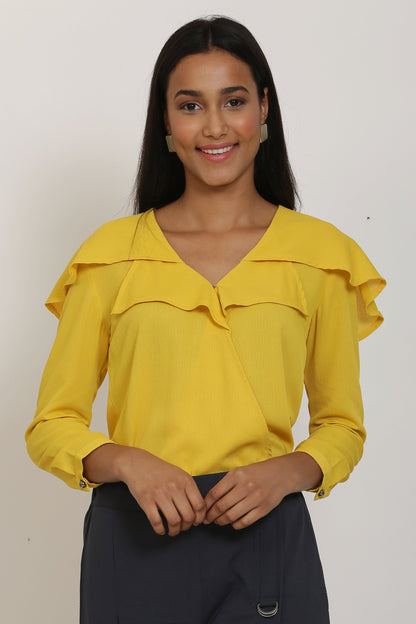 Yellow Cape Collar Top