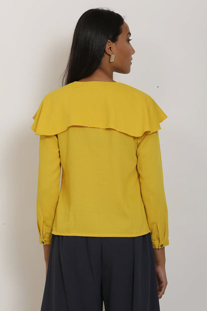 Yellow Cape Collar Top