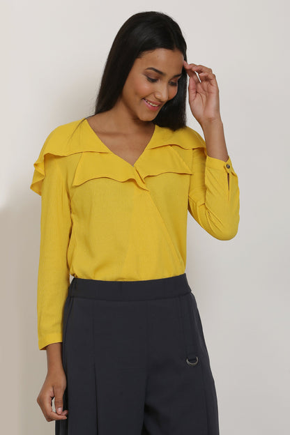 Yellow Cape Collar Top