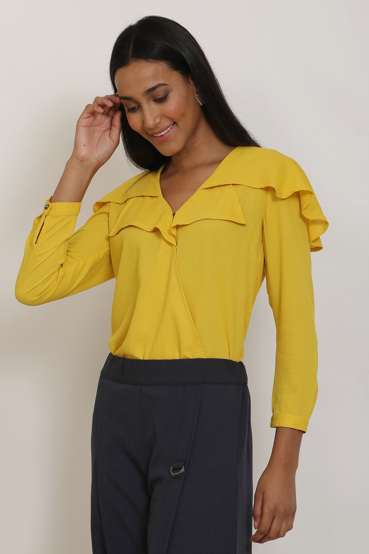 Yellow Cape Collar Top