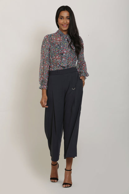 Teal Floral Wrap Top