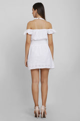 White Schiffli Short Dress