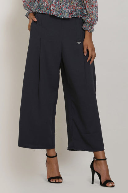 Teal Floral Print Top and Grey Culottes Set