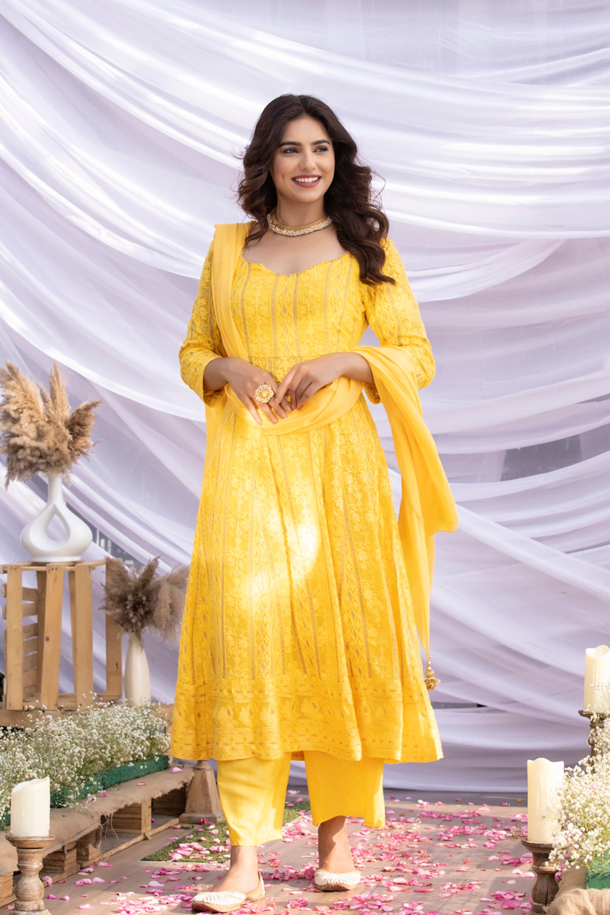Bright Yellow Jari Embroidered Suit Set