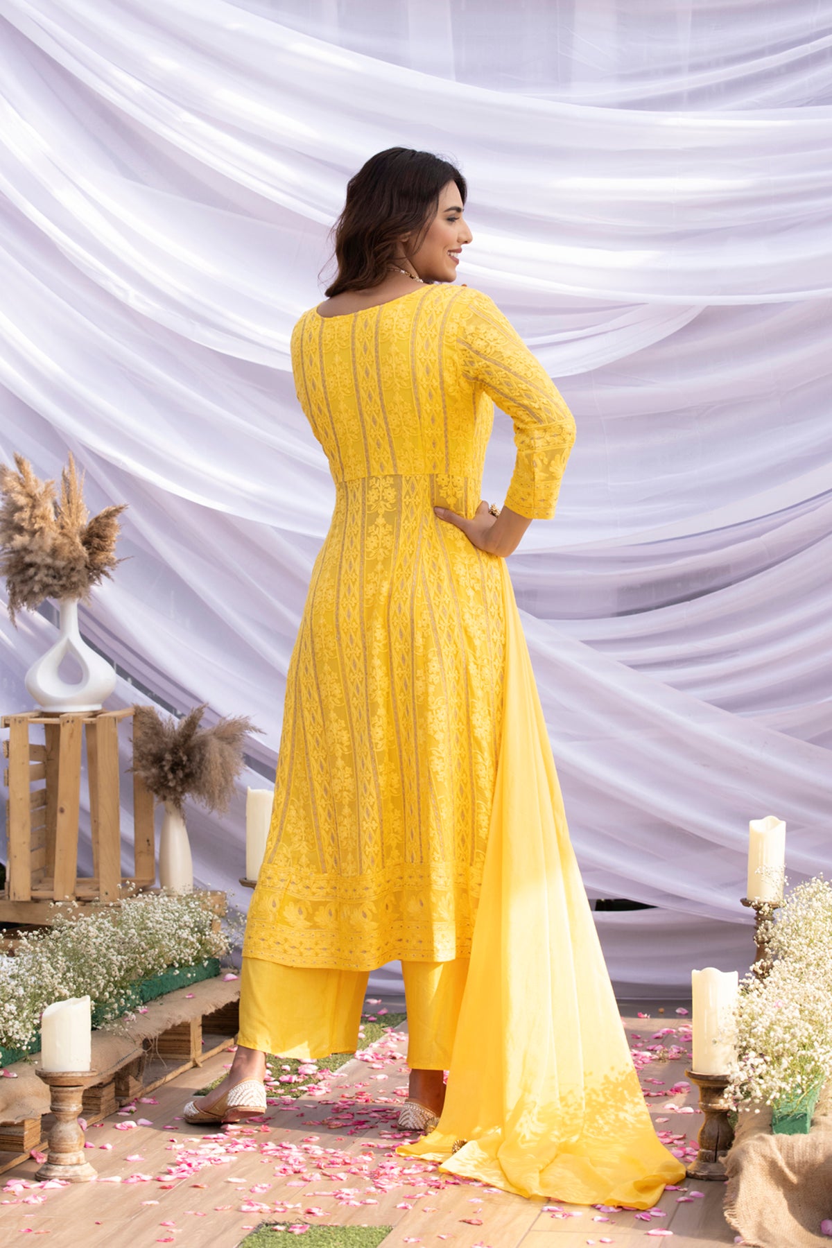 Bright Yellow Jari Embroidered Suit Set