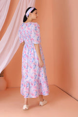 Pastel Floral Print Midi Dress
