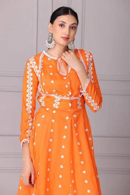 Squash Plum Embroidered Anarkali Set