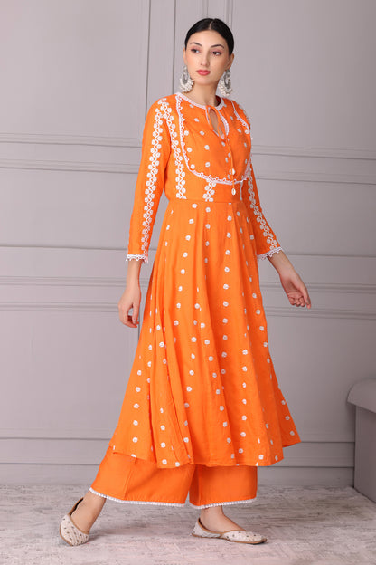 Squash Plum Embroidered Anarkali Set
