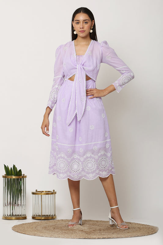Mauve Miami Schiffli Midi Dress