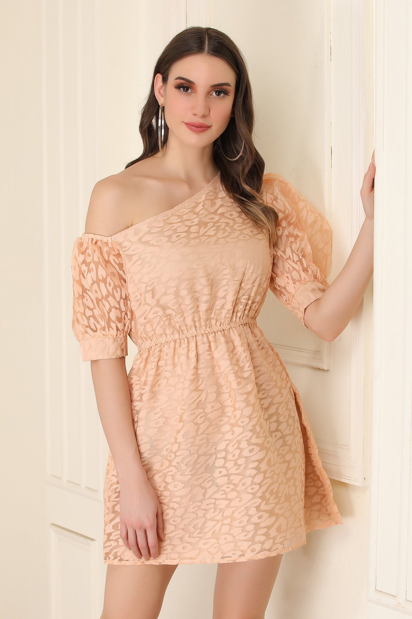 Peach Organza Short Dress