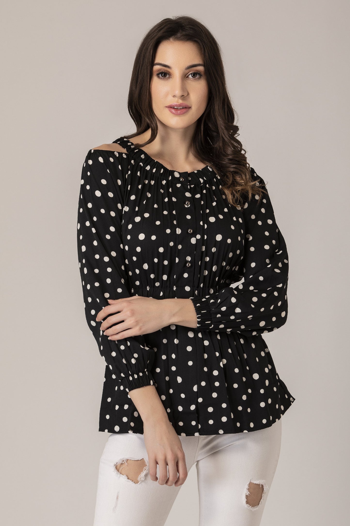 Black and White Polka Dot Top