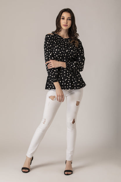 Black and White Polka Dot Top