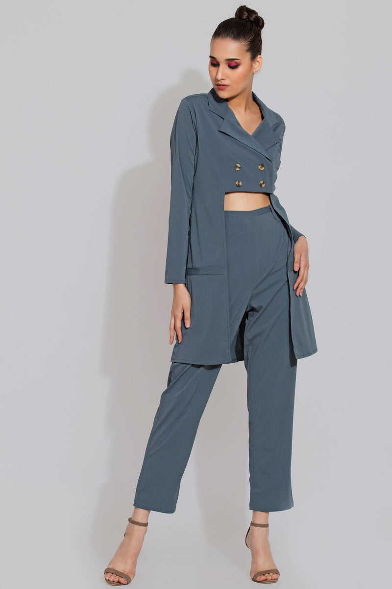 Harbour Grey Longline Jacket and Pants Co ord Set