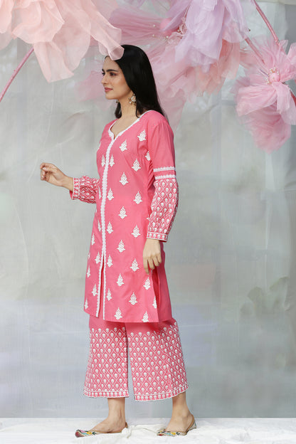 Pink Punch embroidered Kurta Set