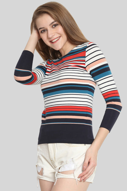 Multicoloured striped T-shirt