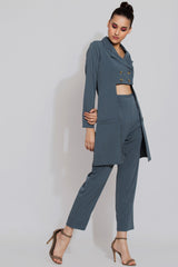 Harbour Grey Longline Jacket and Pants Co ord Set
