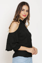 Black Double Layered Sleeve Top