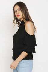 Black Double Layered Sleeve Top