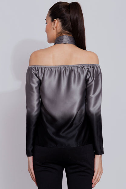 Grey and Black Ombre High Neck Halter Top