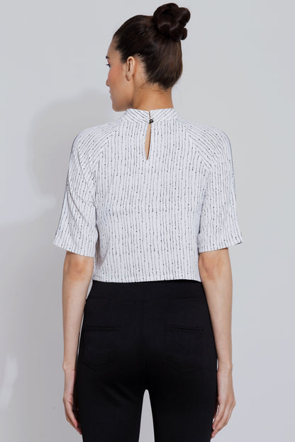 White Printed Crop Top