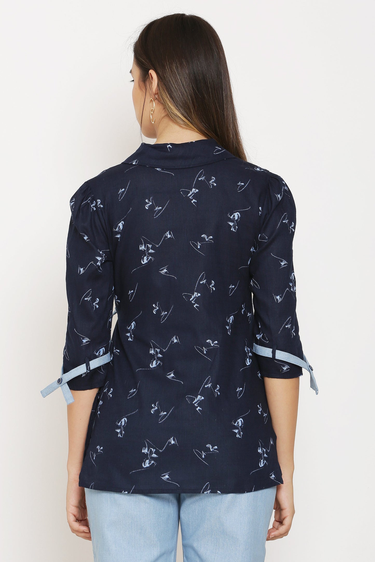 Navy Wrap Blazer Top