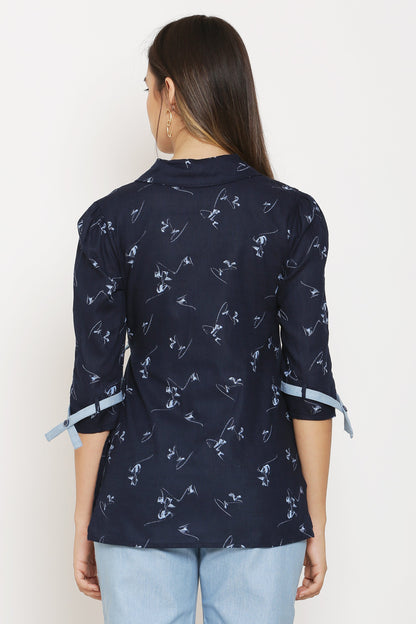 Navy Wrap Blazer Top