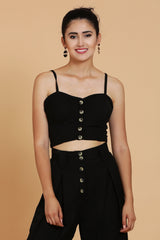 Black Bustier Crop Top For Women- sewandyou.com 