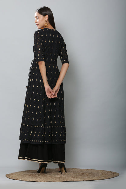 Black and Gold Chikankari Kurta Set