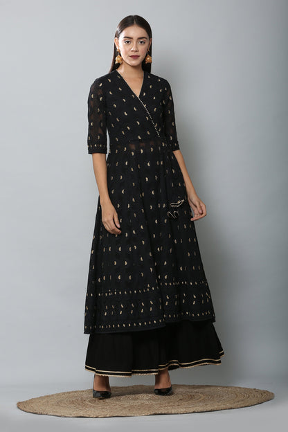 Black and Gold Chikankari Kurta Set