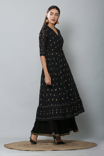 Black and Gold Chikankari Kurta Set