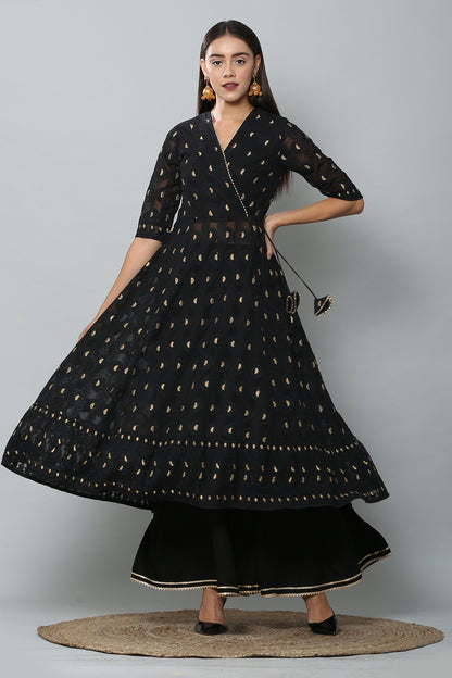 Black and Gold Chikankari Kurta Set
