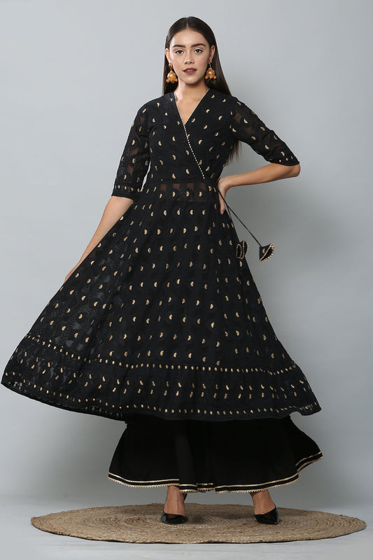 Black and Gold Chikankari Kurta Set