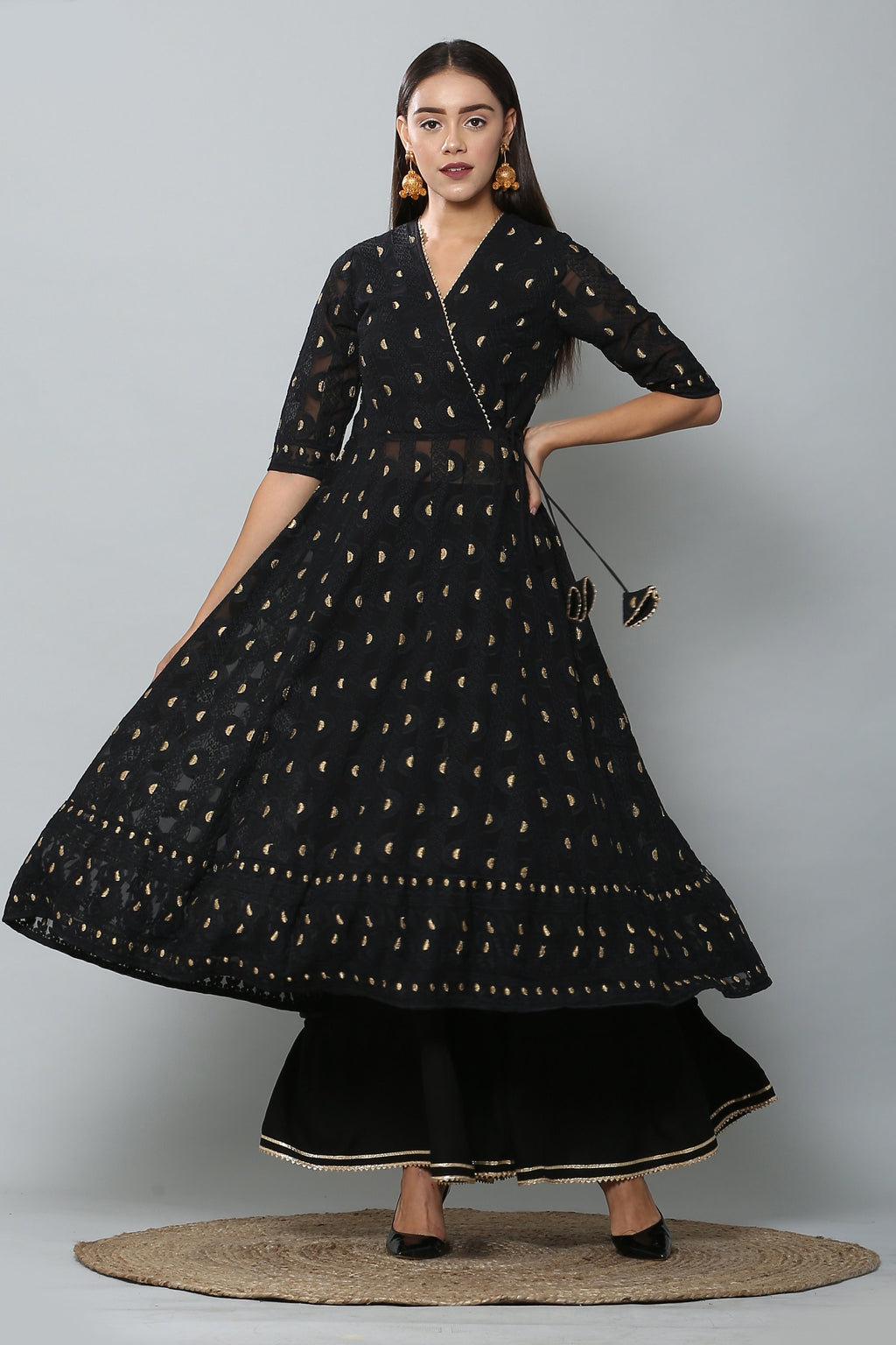 Buy Black Silk Dobby Chikankari Suit Set by Designer SCAKHI for Women  online at Kaarimarket.com