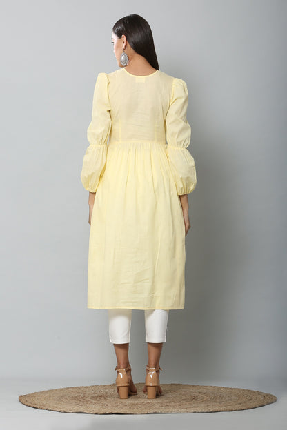 Lemon Embroidered Kurta