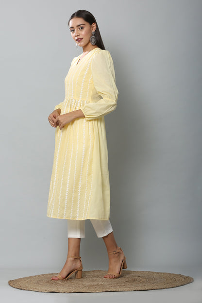 Lemon Embroidered Kurta