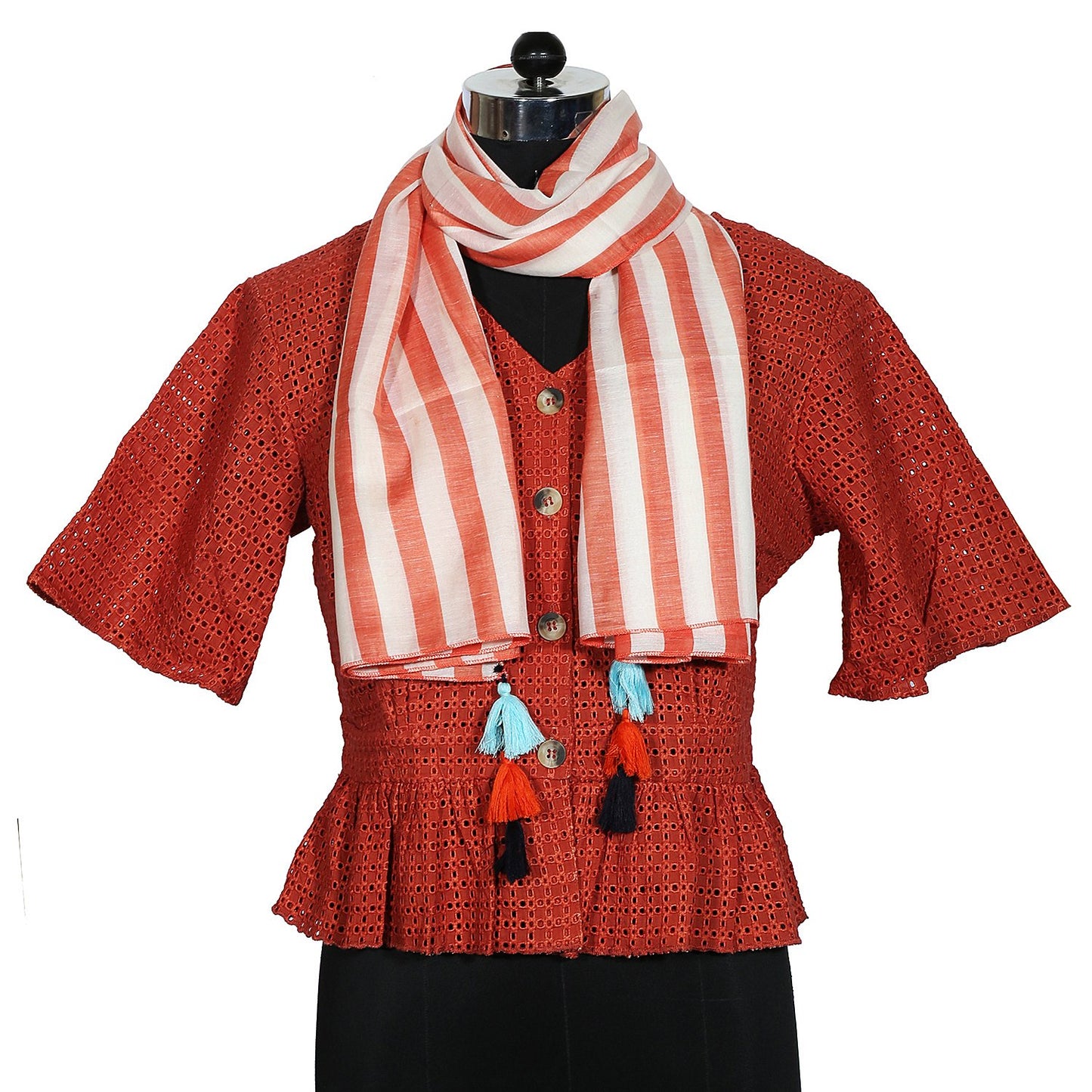 Rust and White Stripes Stole