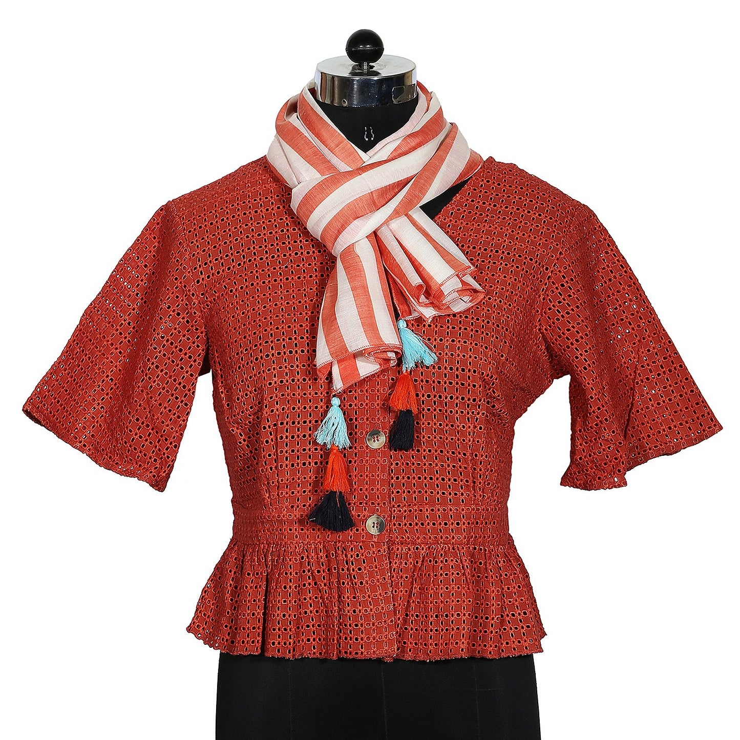Rust and White Stripes Stole