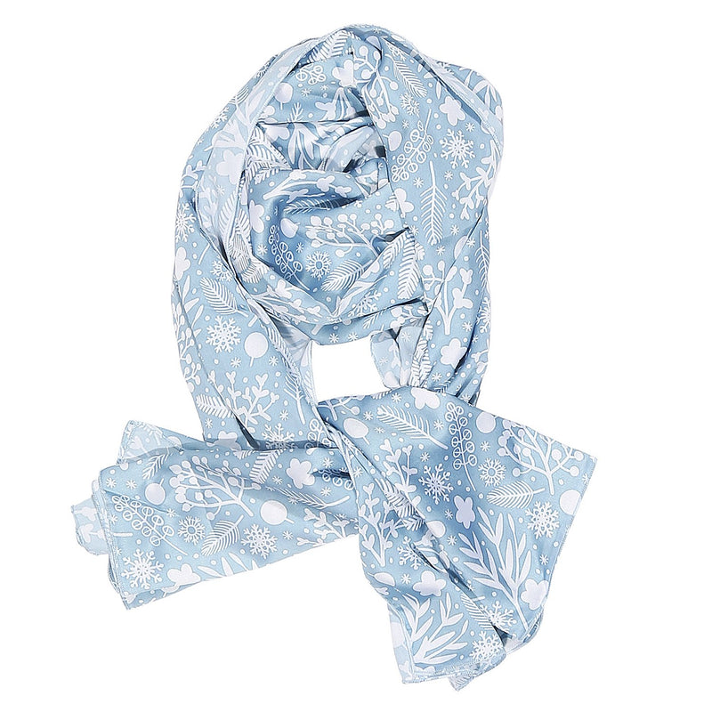 Blue and White Floral Print Stole