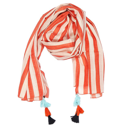 Rust and White Stripes Stole